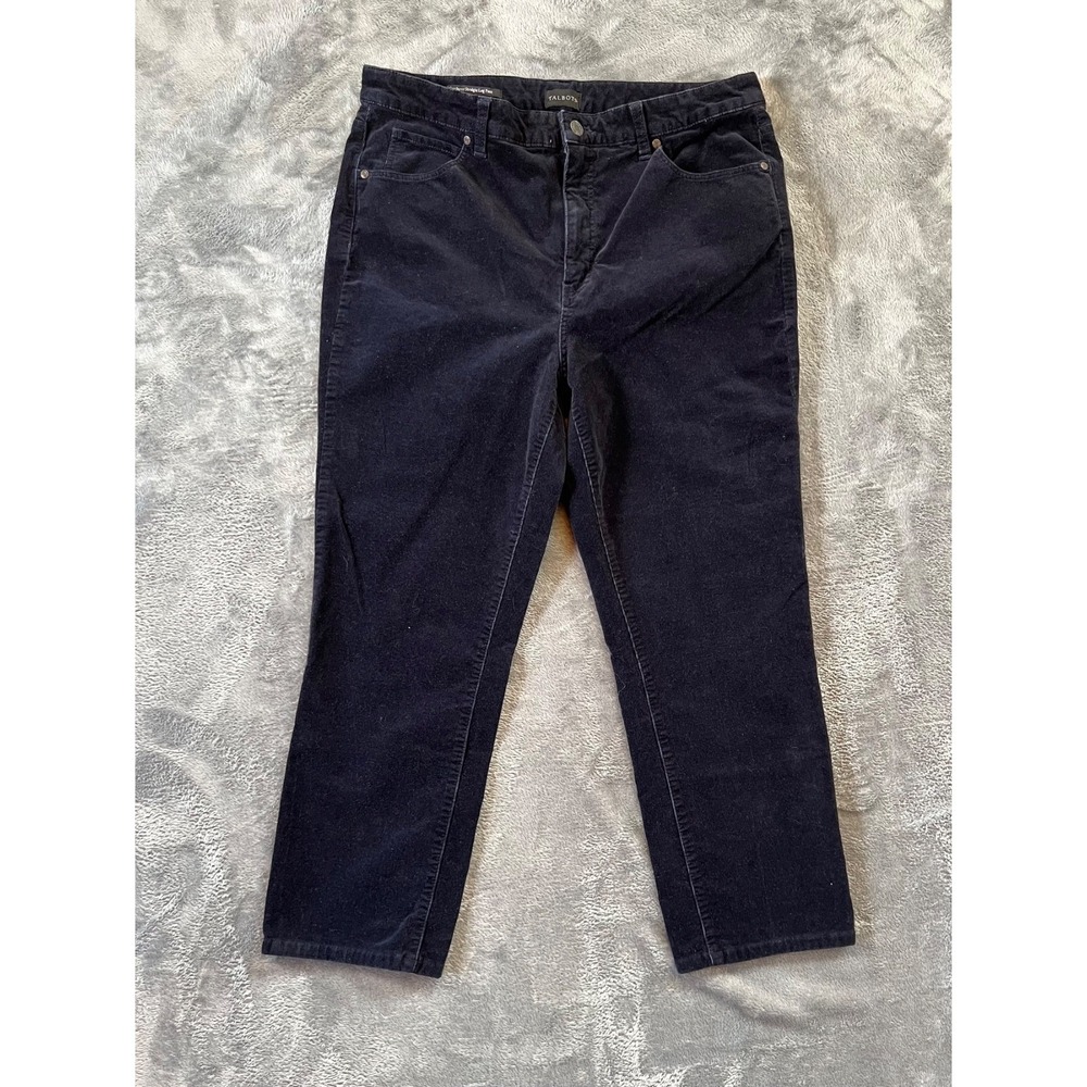 Talbots Corduroy Pants Womens 14P 26" Inseam Black Wide Leg Casual Preppy 34x26